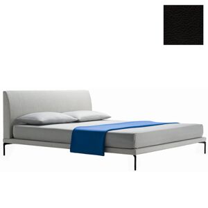 ZANOTTA lit deux personnes TALAMO avec pieds noir pour matelas 160 x 200 cm (0656 - Cat. 90 - cuir Scozia Fiore poli à l'émeri)