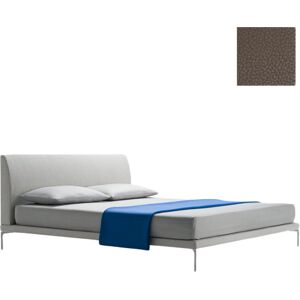 ZANOTTA lit deux personnes TALAMO avec pieds nickel satiné pour matelas 180 x 200 cm (0612 - Cat. 90 - cuir Scozia Fiore poli à l'émeri)