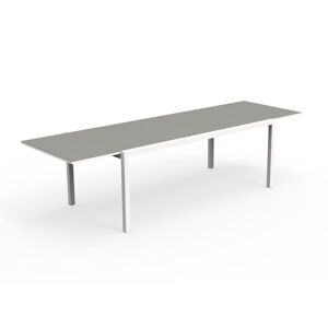 TALENTI table extensible a rallonge d'exterieur MAIORCA Collection PiuTrentanove (White / Dove - Aluminium peint, tissu et verre)