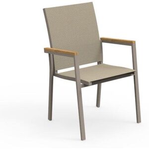 TALENTI set de 4 chaises avec accoudoirs d'exterieur TIMBER Collection PiuTrentanove (Dove - Tissu, aluminium peint et teak)