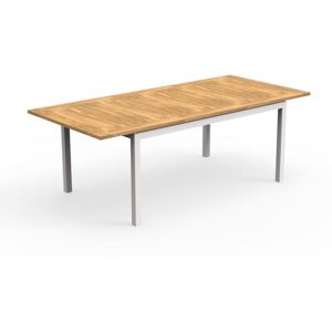 TALENTI table extensible a rallonge d'exterieur 156-214 cm TIMBER Collection PiuTrentanove (White - Aluminium verni et Teck)