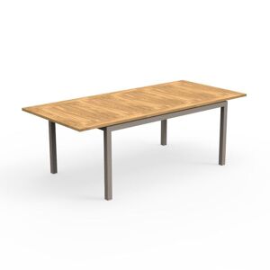 TALENTI table extensible a rallonge d'exterieur 156-214 cm TIMBER Collection PiuTrentanove (Dove - Aluminium verni et Teck)