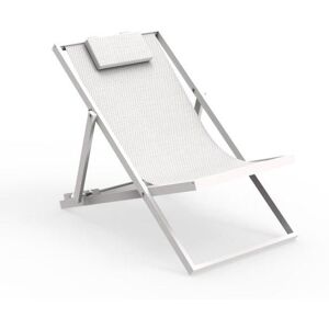 TALENTI transat bain de soleil chaise longue d'exterieur TOUCH Collection PiuTrentanove (White - Aluminium verni et tissu)