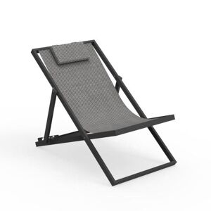 TALENTI transat bain de soleil chaise longue d'exterieur TOUCH Collection PiuTrentanove (Charcoal - Aluminium verni et tissu)