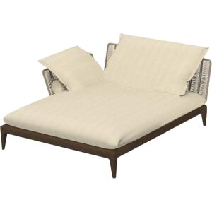 TALENTI canape chaise longue droit d'exterieur CRUISE TEAK Collection Icon (Beige - Tissu serge, Teak fume)