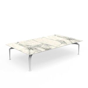 TALENTI table basse d'exterieur 160x90 cm CRUISE ALU Collection Icon (White - Gres Calacatta, aluminium peint)