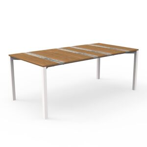 TALENTI table rectangulaire 200x100 cm d'exterieur CASILDA Collezione Icon (White - Acier peint, iroko et titane travertin)