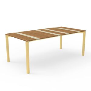 TALENTI table rectangulaire 200x100 cm d'exterieur CASILDA Collezione Icon (Gold - Travertin en acier peint, iroko et argent)