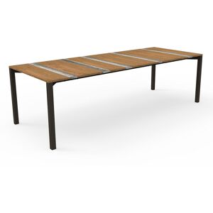 TALENTI table rectangulaire 260x100 cm d'exterieur CASILDA Collezione Icon (Mokka - Acier peint, iroko et titane travertin)