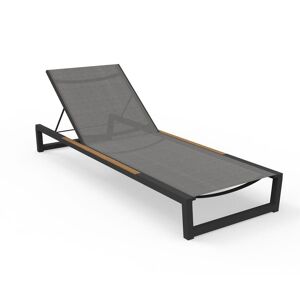 TALENTI bain de soleil d'exterieur ALABAMA ALU Collezione Premium (Graphite / Silver black - Tissu, aluminium peint et teak)