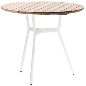 TRIBÙ table bistrot Ø 80 cm d'exterieur BRANCH (Blanc - Aluminium et Teak)