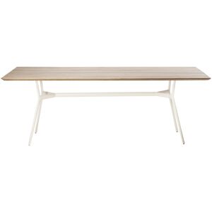 TRIBÙ table rectangulaire 210 x 98 cm d'exterieur BRANCH (Blanc - Aluminium et Teak)