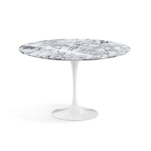 KNOLL table ronde TULIP Ø 120 cm collection Eero Saarinen (Base blanche / plateau Arabescato - marbre et aluminium)