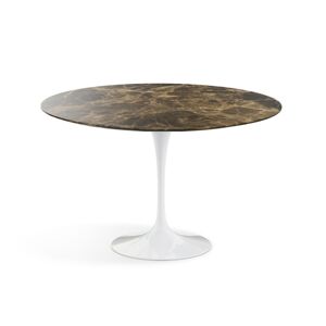 KNOLL table ronde TULIP Ø 120 cm collection Eero Saarinen (Base blanche / plateau en Brown Emperador - marbre et aluminium)