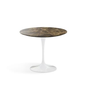 KNOLL table ronde TULIP Ø 91 cm collection Eero Saarinen (Base blanche / plateau en Brown Emperador - marbre et aluminium)
