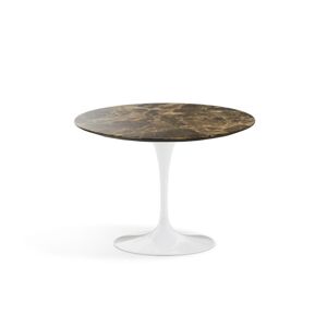 KNOLL table ronde lounge TULIP Ø 91 cm collection Eero Saarinen (Base blanche / plateau en Brown Emperador - marbre et aluminium)
