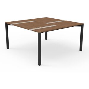 TALENTI table 150x150 cm d'extérieur CASILDA Collezione Icon (Graphite - Acier peint, bois de pierre et travertin de titane)