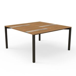 TALENTI table 150x150 cm d'extérieur CASILDA Collezione Icon (Mokka - Acier peint, iroko et titane travertin)