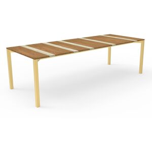 TALENTI table rectangulaire 260x100 cm d'extérieur CASILDA Collezione Icon (Gold - Travertin en acier peint, iroko et argent)