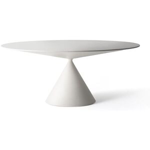 DESALTO table ovale pour l'extérieur CLAY OUTDOOR 200 x 120 cm (Concrete - Base en polyuréthane / Plateau en cristal trempé avec revêtement)