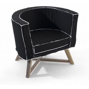 GERVASONI fauteuil GRAY 08 (Tissu - Coutures blanches - noyer noir)