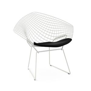 KNOLL fauteuil avec coussin BERTOIA DIAMOND (Structure blanche / Coussin Black Onyx - Acier / Tissu Ultrasuede)