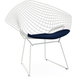 KNOLL fauteuil avec coussin BERTOIA DIAMOND (Structure blanche / Coussin Midnight - Acier / Tissu Ultrasuede)