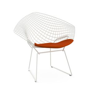 KNOLL fauteuil avec coussin BERTOIA DIAMOND (Structure blanche / Coussin Poppy - Acier / Tissu Ultrasuede)