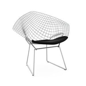 KNOLL fauteuil avec coussin BERTOIA DIAMOND (Structure chromee / Coussin Black Onyx - Acier / Tissu Ultrasuede)