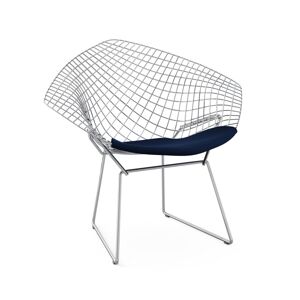 KNOLL fauteuil avec coussin BERTOIA DIAMOND (Structure chromee / Coussin Midnight - Acier / Tissu Ultrasuede)