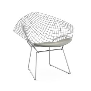 KNOLL fauteuil avec coussin BERTOIA DIAMOND (Structure chromee / Coussin Silver - Acier / Tissu Ultrasuede)