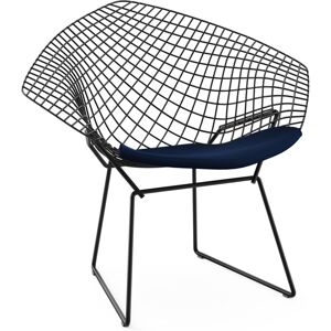 KNOLL fauteuil avec coussin BERTOIA DIAMOND (Structure noire / Coussin Midnight - Acier / Tissu Ultrasuede)