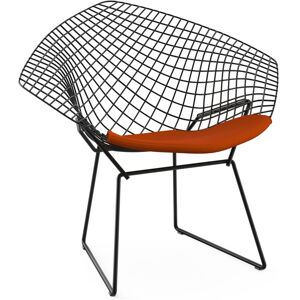 KNOLL fauteuil avec coussin BERTOIA DIAMOND (Structure noire / Coussin Poppy - Acier / Tissu Ultrasuede)