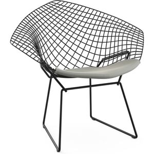 KNOLL fauteuil avec coussin BERTOIA DIAMOND (Structure noire / Coussin Silver - Acier / Tissu Ultrasuede)