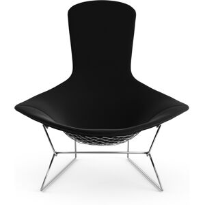 KNOLL fauteuil relax entierement rembourree BERTOIA (Structure chromee / Revetement Black Onyx - Acier / Tissu Ultrasuede)