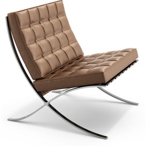 KNOLL fauteuil BARCELONA (Structure chromee / Revetement Tan - Acier / cuir Volo)