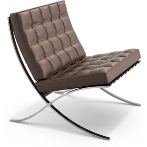 KNOLL fauteuil BARCELONA RELAX (Structure chromee / Revetement Toast - Acier / cuir Volo)