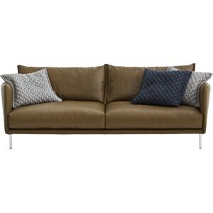 MOROSO canape GENTRY + 3 coussins 58x52 (Caramel cire - cuir / acier chrome)