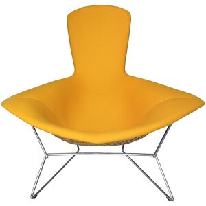 KNOLL fauteuil relax entierement rembourree BERTOIA (Structure chromee / Revetement Gold - Acier / Tissu Divina)