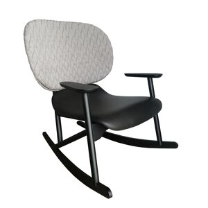 MOROSO fauteuil a basculant KLARA (Siege Black Brown, dossier marron, structure noir opaque - Cuir Cat. Z, Tissu A5222 Big Braid Marron, Frene)