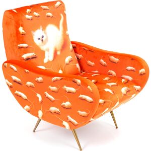 SELETTI fauteuil rembourre TOILETPAPER ARMCHAIR (Kitten - Tissu en polyester, Structure en bois, polyurethane et metal)