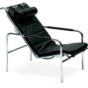 ZANOTTA chaise longue GENNI (Noir - Structure chrome et cuir Scozia Cat. 90 0656)