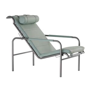 ZANOTTA chaise longue GENNI (Vert - Structure en nickel satine noir et cuir Super Cat. 98 0942)