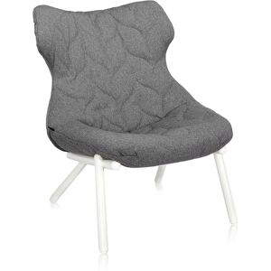 KARTELL fauteuil FOLIAGE (Revetement gris - pieds blancs - siege en tissu Trevira - Pieds en fer verni)