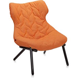 KARTELL fauteuil FOLIAGE (Revetement orange - pieds noirs - siege en tissu Trevira - Pieds en fer verni)