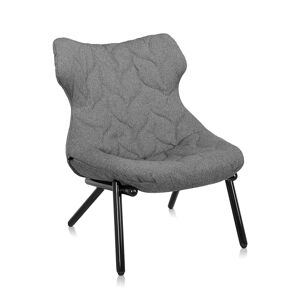 KARTELL fauteuil FOLIAGE (Revetement gris - pieds noirs - siege en tissu Trevira - Pieds en fer verni)
