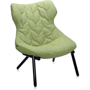 KARTELL fauteuil FOLIAGE (Revetement vert - pieds noirs - siege en tissu Trevira - Pieds en fer verni)