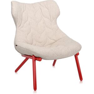 KARTELL fauteuil FOLIAGE (Rivestimento beige - pieds rouges - siege en tissu Trevira - Pieds en fer verni)