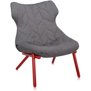 KARTELL fauteuil FOLIAGE (Revetement gris - pieds rouges - siege en tissu Trevira - Pieds en fer verni)