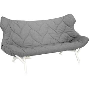 KARTELL canape FOLIAGE (Revetement gris - pieds blancs - siege en tissu Trevira - Pieds en fer verni)